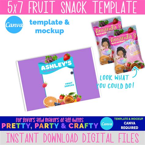 Fruit Snack Wrapper Template Canva Pretty Party And Crafty