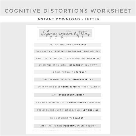 Cognitive Distortions Worksheet Coping Skills Worksheets