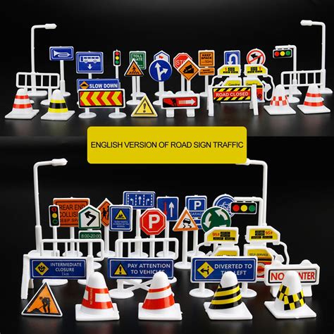 Cheers Us 56pcsset Mini Traffic Signs Toys Street Warning Signs Toy