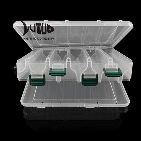 Double Sided 14 10 Compartment Plastic Fishing Lure Tackle Box Hooks