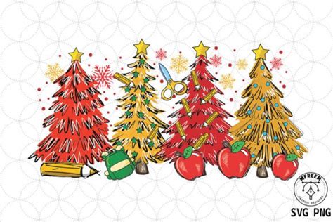 School Christmas Tree SVG Sublimation Graphic By Mfreem Creative Fabrica