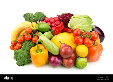 Set Of Fruits And Vegetables Isolated On A White Background Stock Photo