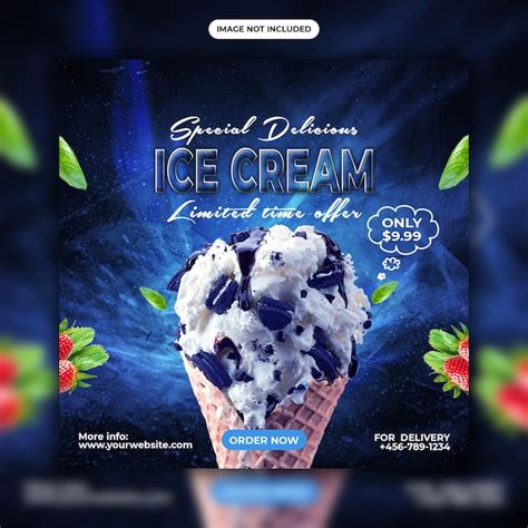 Premium PSD Special Delicious Ice Cream Social Media Post Banner