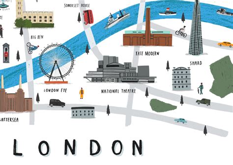 London Map Illustrated Print Map Print Illustration London Etsy Uk