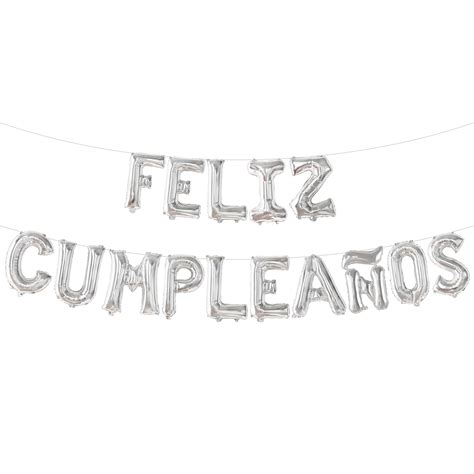 Buy Katchon Silver Feliz Cumpleanos Balloons Banner Inch Silver