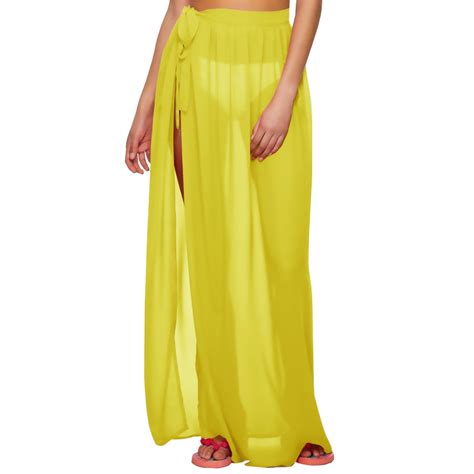 Women S Full Length Sarong Skirt Wrap Sheer Bikini Cover Up Swimwear