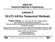 Lecturenotes Matlab Engg Numerical Methods In Engineering G G