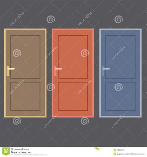 Flat Design Vintage Doors Collection Stock Vector Illustration Of