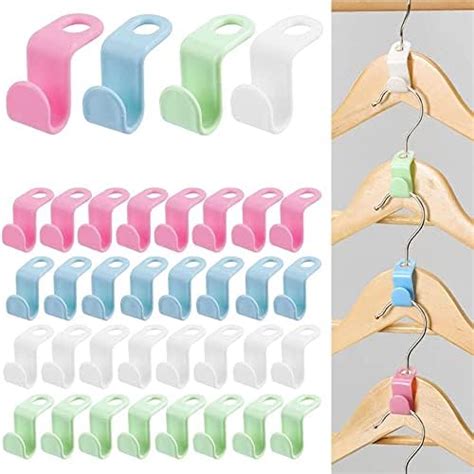 50pcs Clothes Hanger Connector Hooks Hanger Extender Clips Clothes