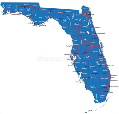 Mapa De Um Estado a Outro Do Estado De Florida Ilustração do Vetor