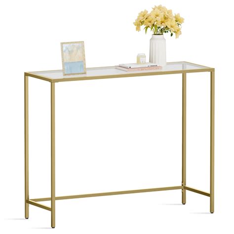 Buy Vasagle 394 Inches Console Table Tempered Glass Sofa Table Modern Entryway Table Metal