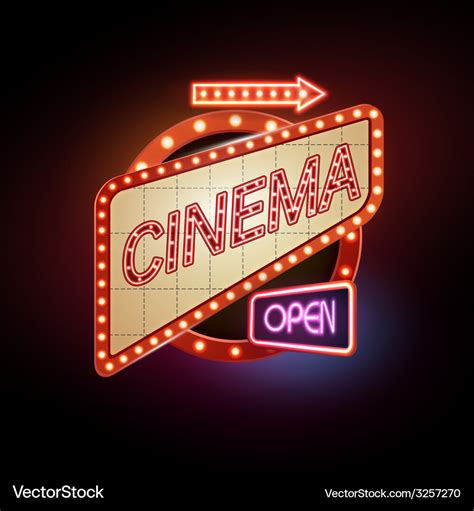 Neon sign cinema Royalty Free Vector Image - VectorStock