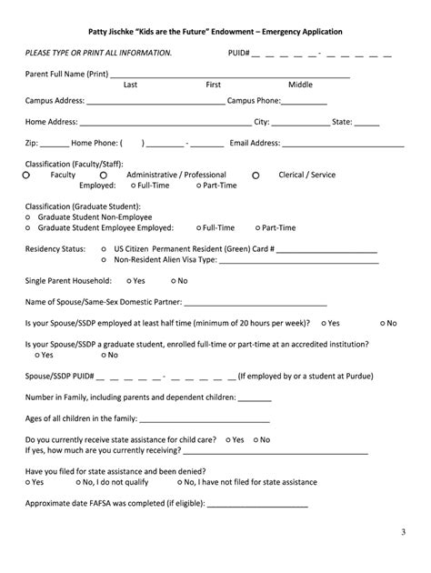 Fillable Online Purdue Emergency Application Purdue University Fax