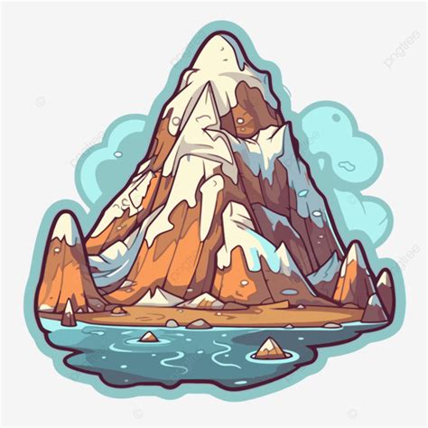 Cartoon Berg Auf Felsiger Insel Mit Seen Clipart Vektor