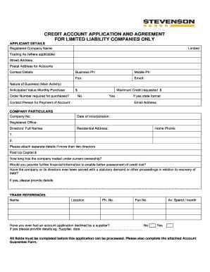 Printable Sample Credit Application Forms And Templates Fillable