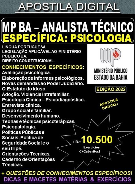 Apostila Mp Ba Analista T Cnico Psicologia Teoria