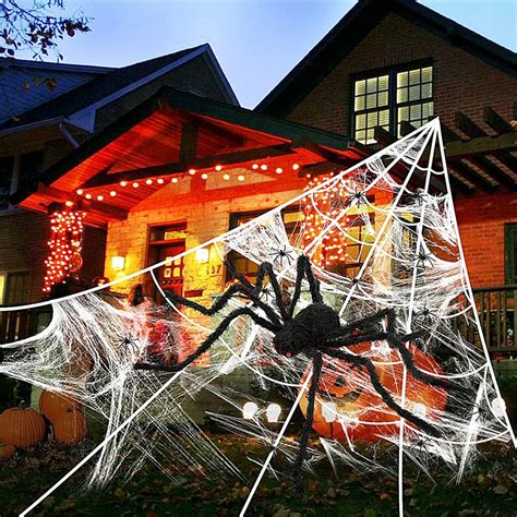 Giant Halloween Decor Spider Web Stretchy Cobwebs With 20 Extra Fake