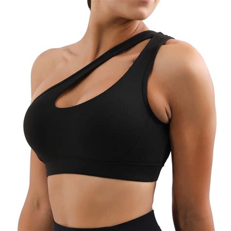 Valcatch One Shoulder Sports Bra Removable Padded Yoga Top Post Surgery