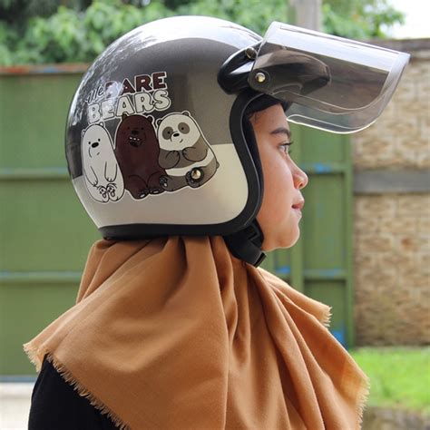 Jual Helm Bogo Retro Motif The Bear Bears Helm Pria Dan Wanita Dewasa