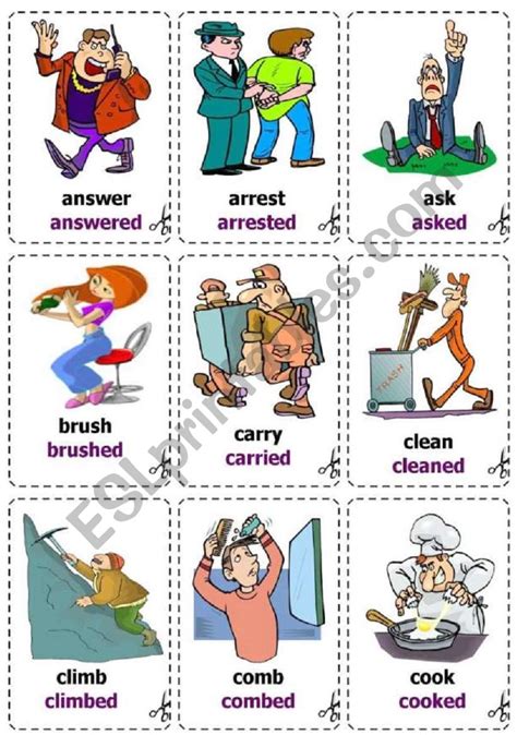 Regular Verbs Cards Flash Cards ESL Worksheet By Vanda51