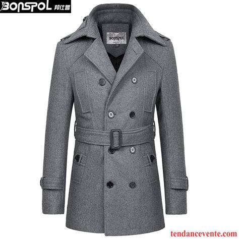 Manteau Homme Style Officier Britanique Coupe Vent Homme Renforcé La Laine Hiver Manteau