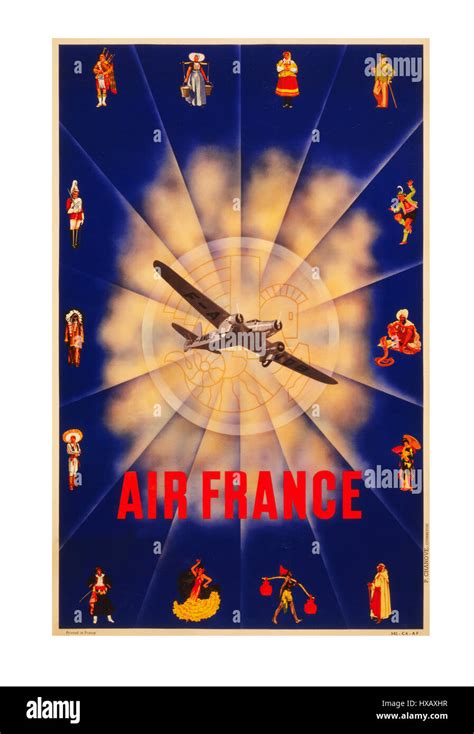 Vintage travel poster 1930's Air France Art Deco travel poster showing ...