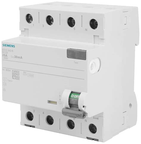 Siemens 5sv Interruptor Diferencial Clase A 4 Polos 25a 30ma 70mm