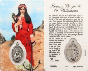 Novena Prayer To St Philomena Prayer Card Novena Prayers Saint