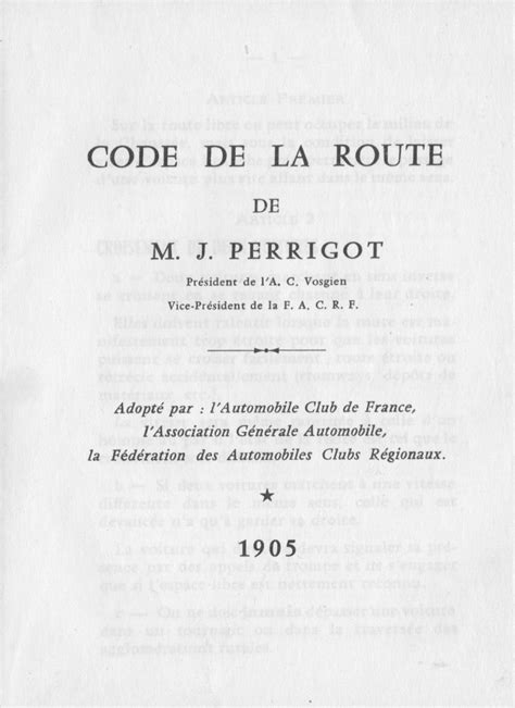 Histoire Du Code De La Route Permis Cole