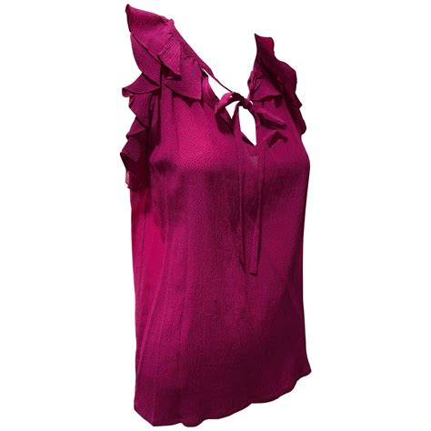 S Saint Laurent Hot Pink Silk Ruffled And Ribbon Tie Camisole For Sale At Stdibs Hot Pink