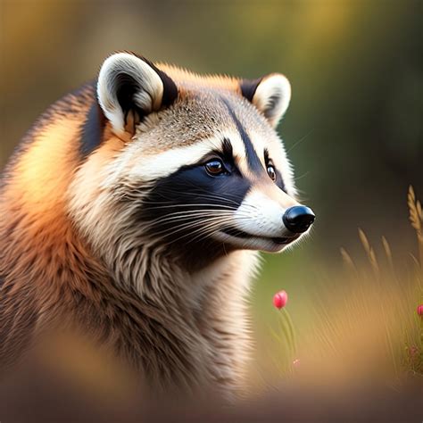 Premium AI Image | Closeup portrait of a raccoon Raccoon in natural habitat Digital artwork