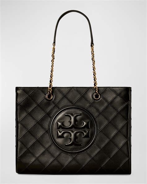 Tory Burch Fleming Quilted Chain Tote Bag In Black Lyst