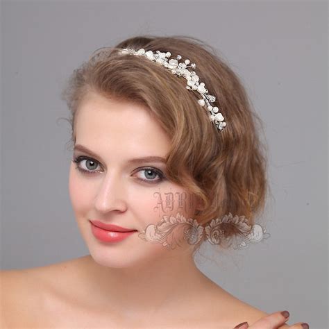 Wedding Hair Accessories Bridal Headband Ivory White Pearls Etsy Uk