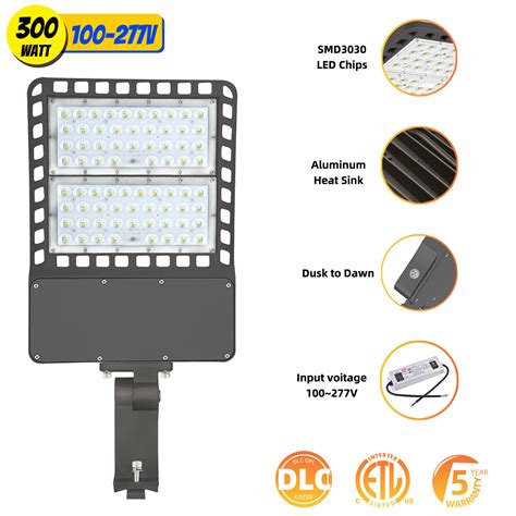 Outdoor 200 300W LED Parking Lot Light Commercial Shoebox Street Pole