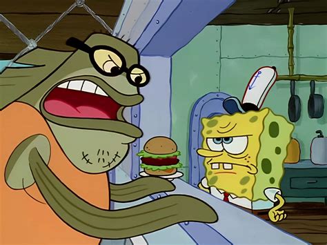 Download Bubble Bass Enjoying A Krabby Patty At The Krusty Krab Wallpaper