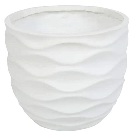 LuxenHome White Wavy Design MgO Planter Large WHPL634 The Home Depot