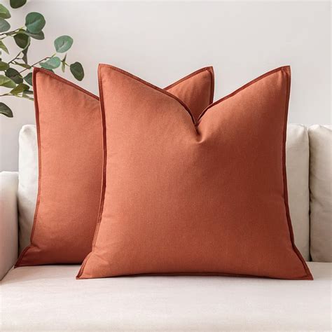 Amazon MIULEE Pack Of 2 Rust Pillow Covers 24x24 Inch Decorative