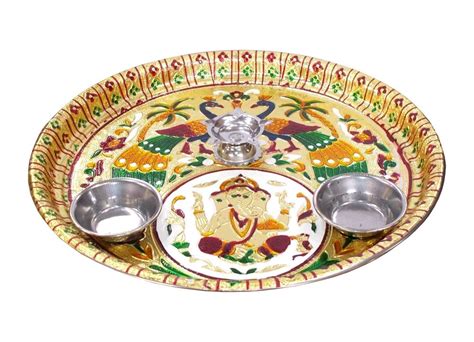 Kotak Sales Ganesh Peacock Design Pooja Aarti Thali Handcrafted