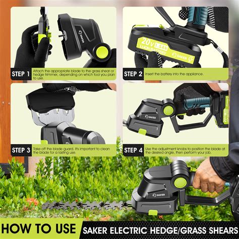 Saker Cordless Hedge Trimmer 20V Electric Shrub Trimmer Grass Shears