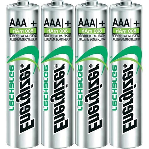 Energizer Rechargeable AAA Batteries, NiMH, 800 mAh, Pre-Charged,