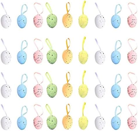 ASSR 36pcs Decorative Hanging Easter Eggs Foam Easter Egg Ornaments