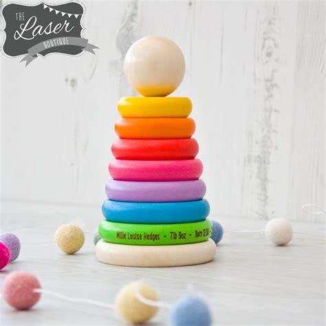 Personalised Stacking Rainbow Toy The Laser Boutique