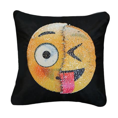 Cute Changing Face Emoji Pillows Cover Sequin Pillow Smile Face