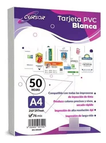 Pack L Minas Para Tarjeta Credencial Pvc Blanca A Inkjet