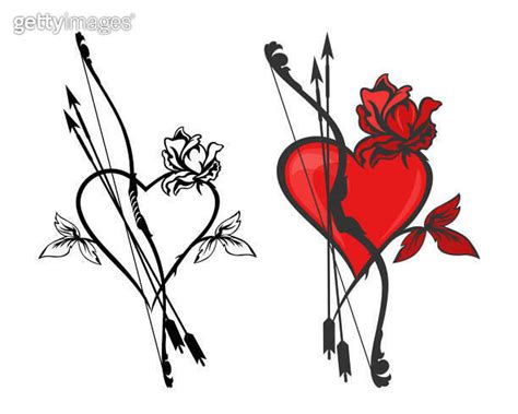 Cupid Bow And Arrows Decorated With Rose Flower Heart Shape Vector