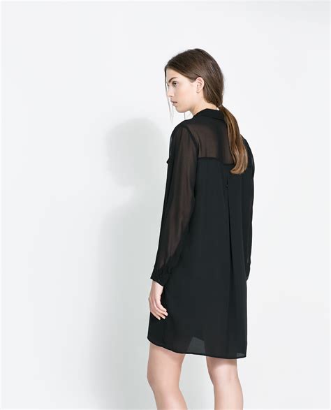 Zara Shirt Dress In Black Lyst