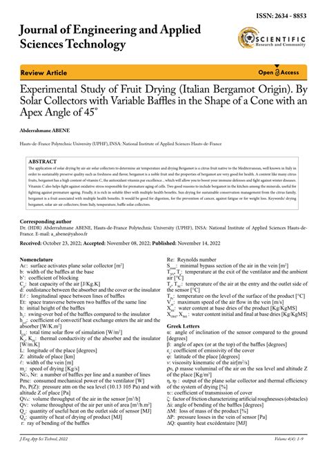 Pdf Experimental Study Of Fruit Drying Italian Bergamot Origin By