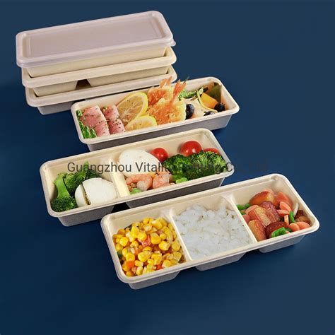 Biodegradable Eco Friendly Sugarcane Bagasse Pulp Disposable Food Container Takeaway Lunch Box