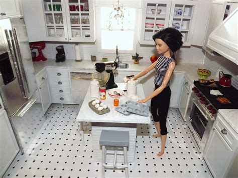 Barbie Kitchen 2 Barbie Making Muffins 1 6 Scale Miniatures Diy Barbie House Barbie Room