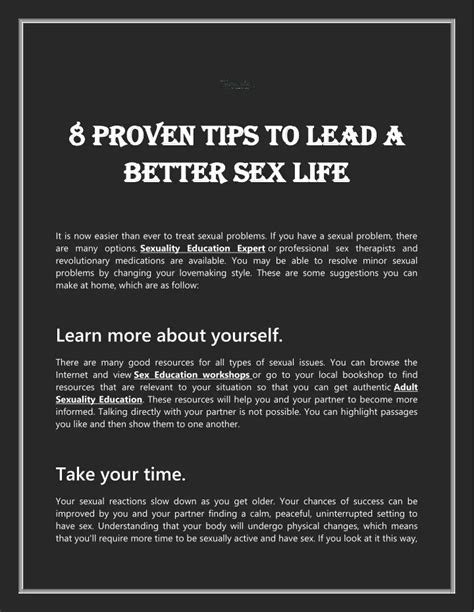 Ppt 8 Proven Tips To Lead A Better Sex Life The Mamasutra